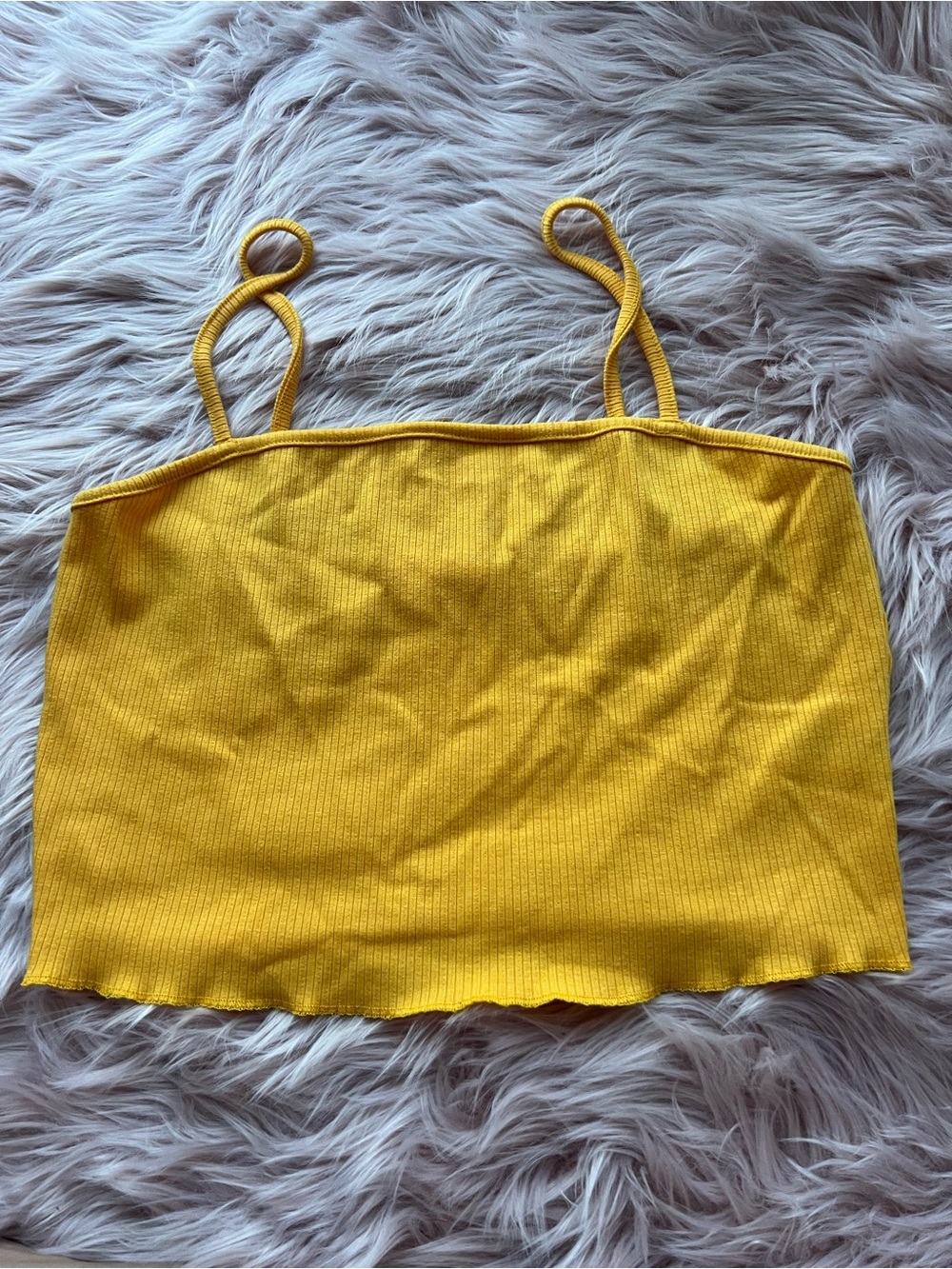 Ardene Yellow Ribbed Cropped Tank Top XL
